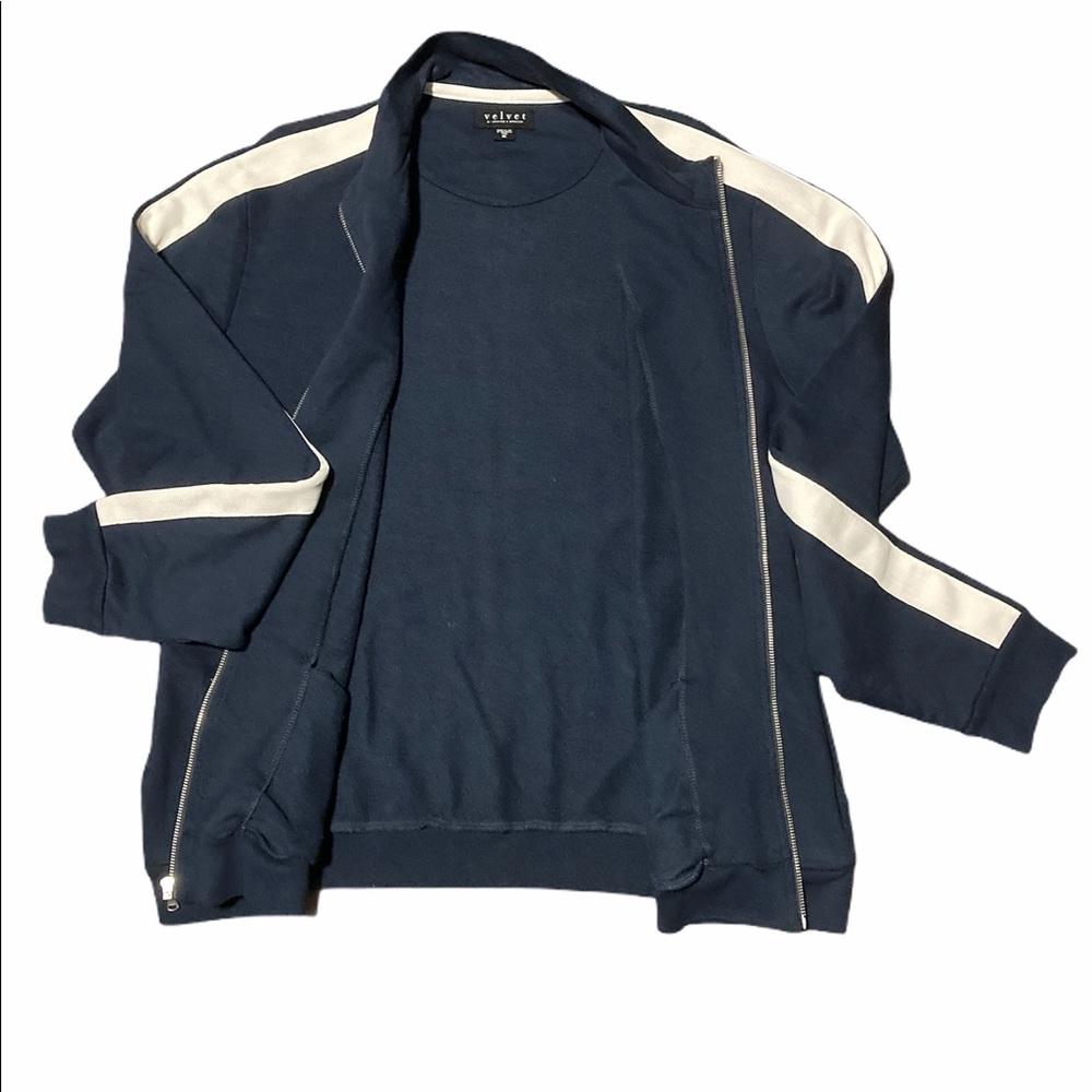 Velvet by Graham and Spencer Zip Up Sweater Navy